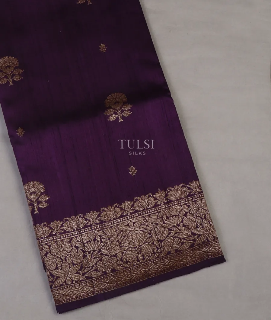 Purple Banaras Tussar Saree T654364-image