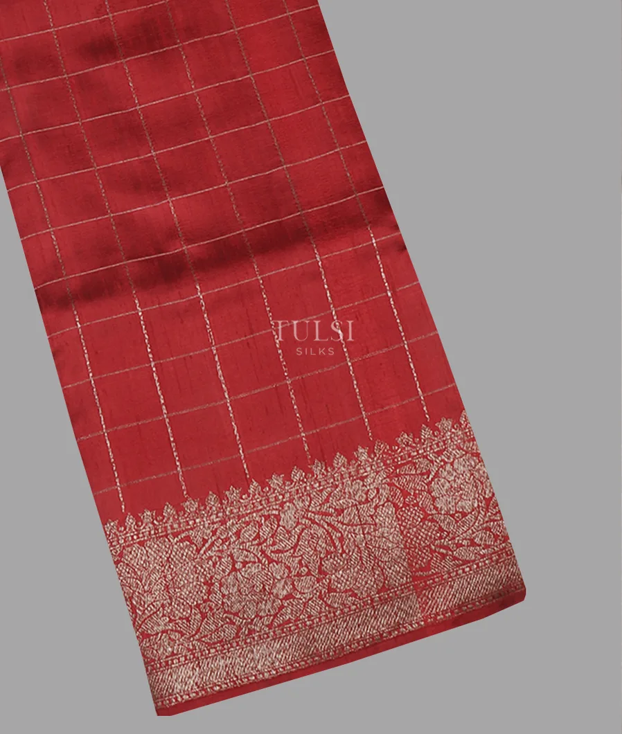 Red Banaras Tussar Saree T654378-image