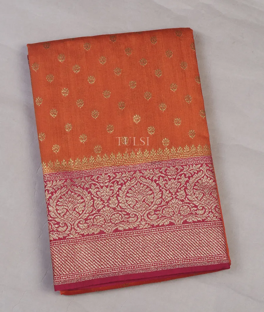 Orange Banaras Tussar Saree T654494-image