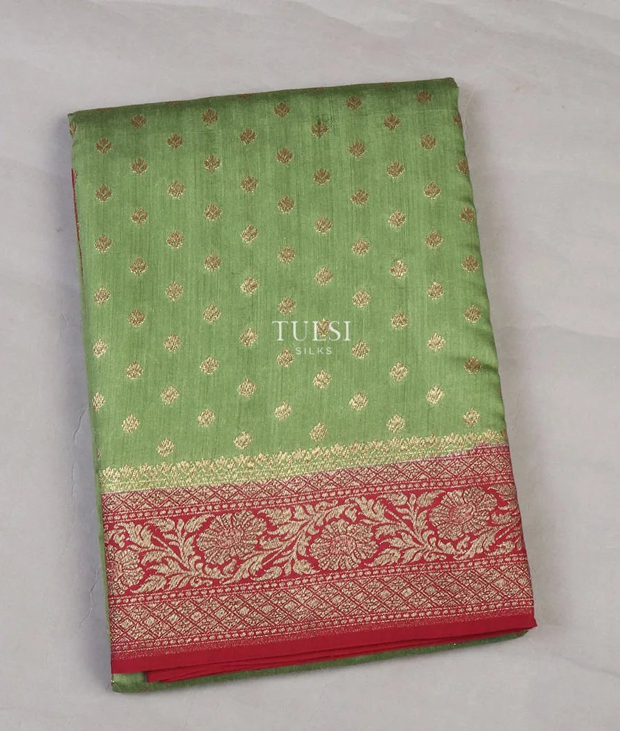 Green Banaras Tussar Saree T654496-image
