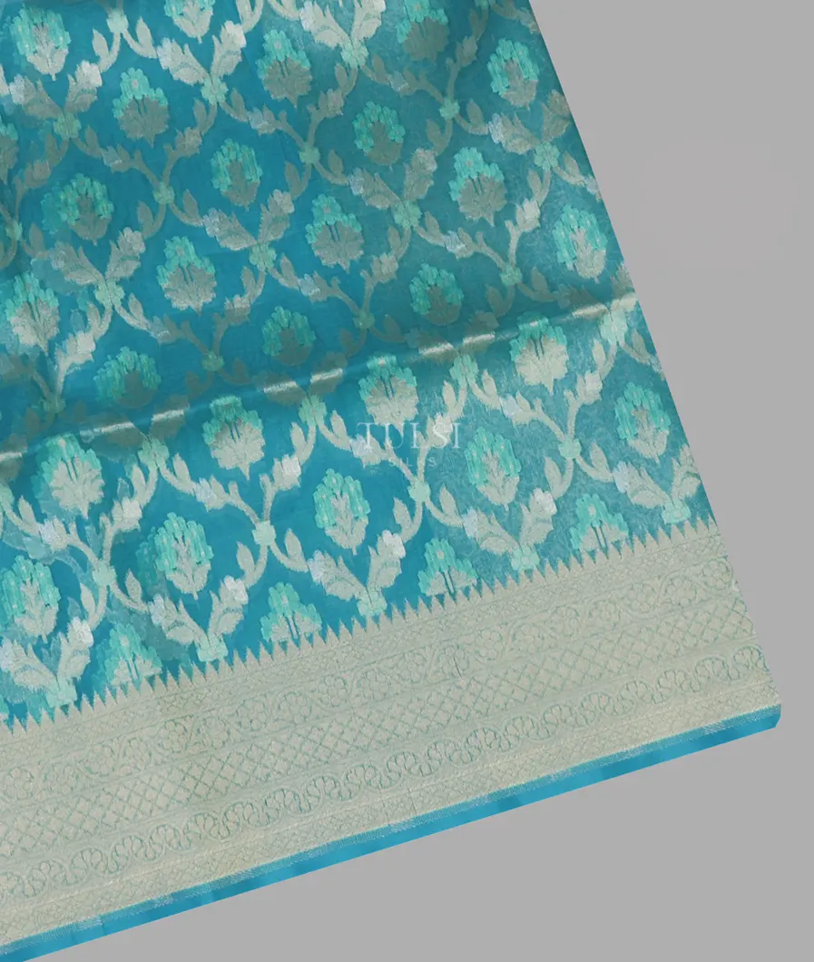 Blue Banaras Organza Saree T637421-image