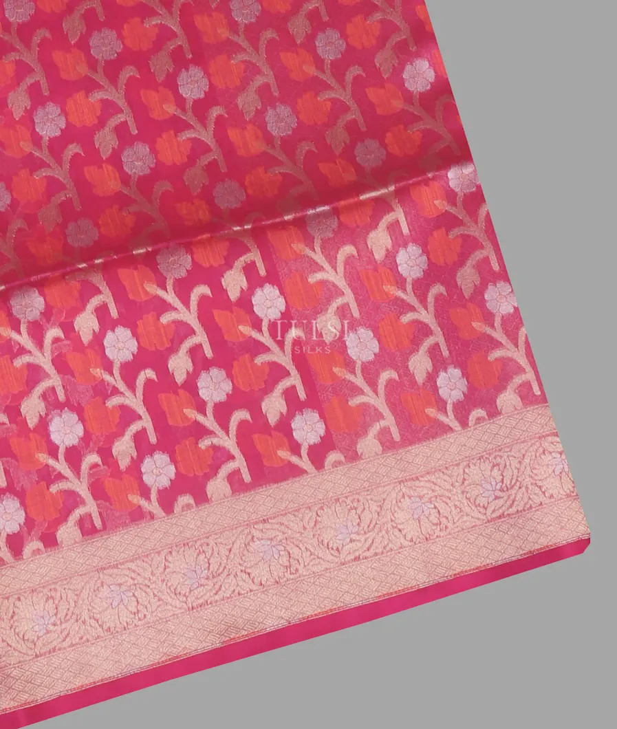 Pink Banaras Organza Saree T626132-image