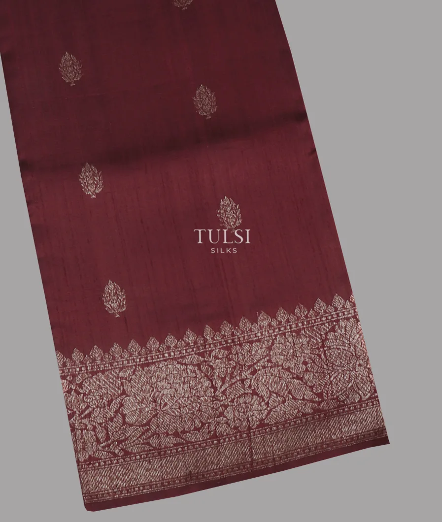 Maroon Banaras Tussar Saree T654384-image