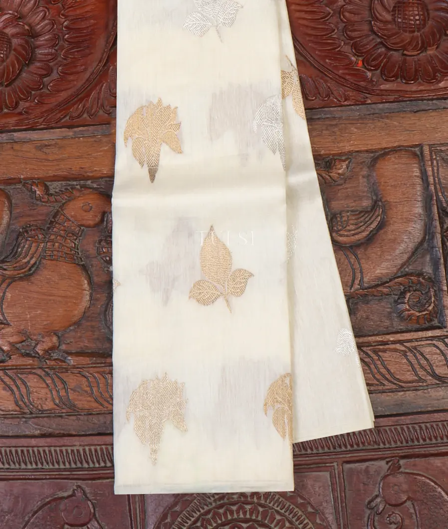 White Kanjivaram Silk Linen Dupatta NK1459-1-image