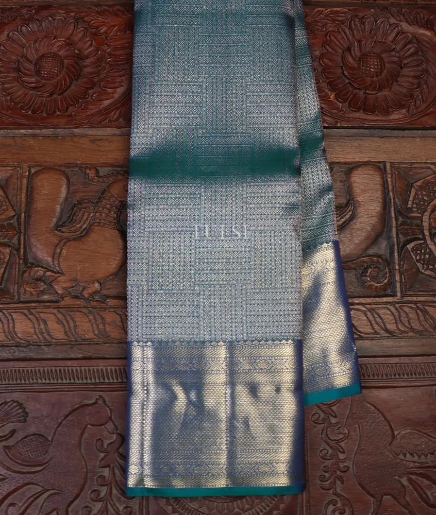 Peacock Blue Kanjivaram Silk Saree T654825-image