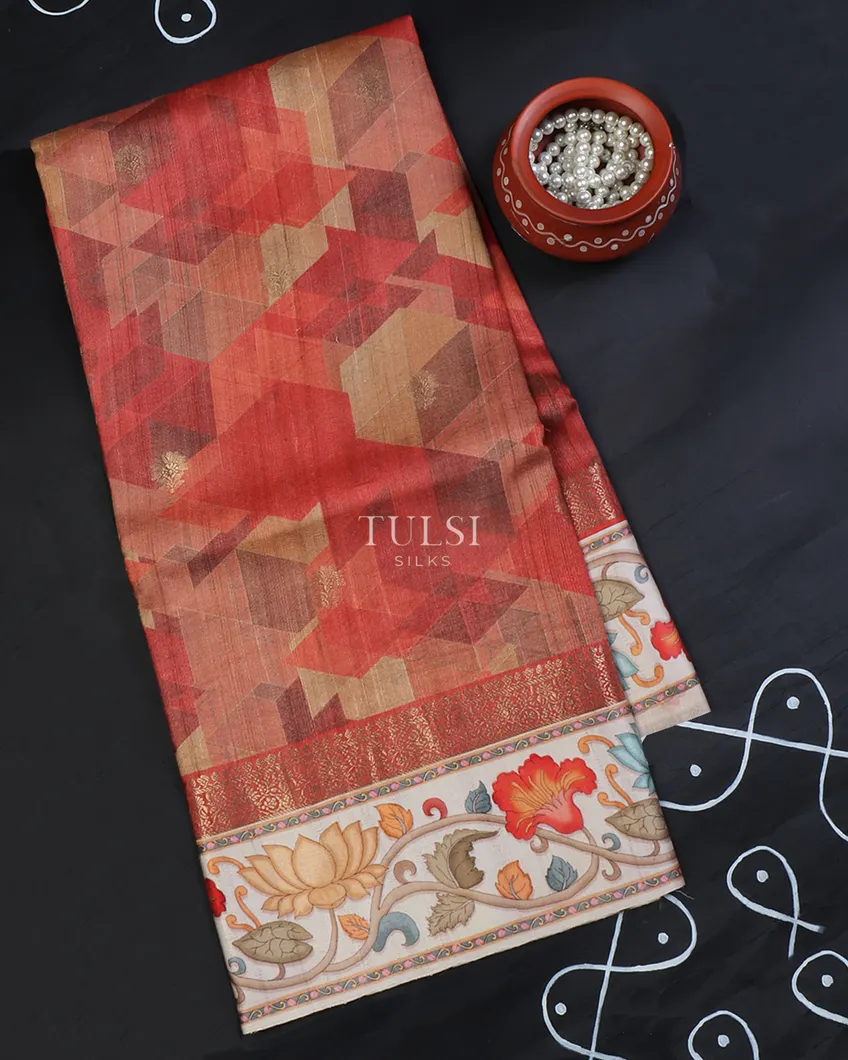 Multicolour Tussar Printed Saree T655063-image