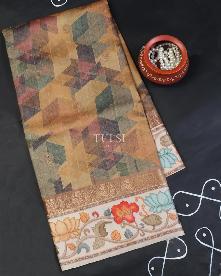 Multicolour Tussar Printed Saree T655062-image