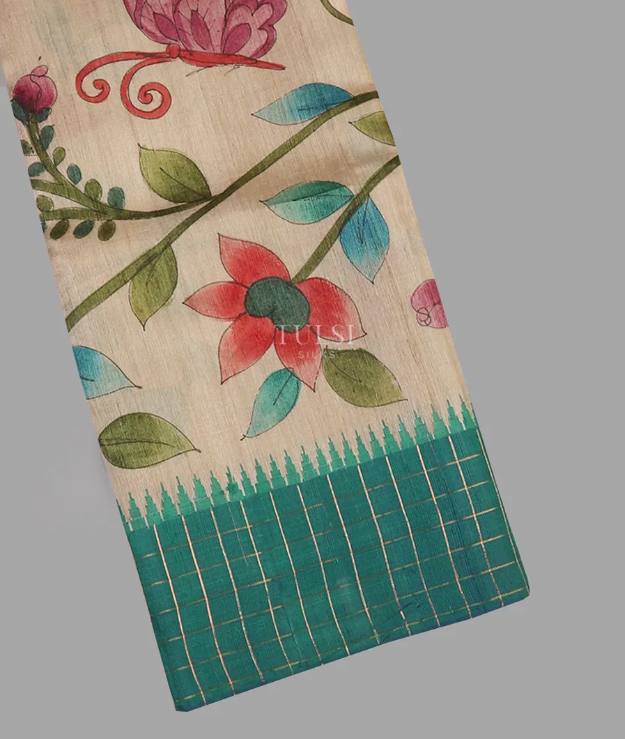 Beige Tussar Printed Saree T653585-image