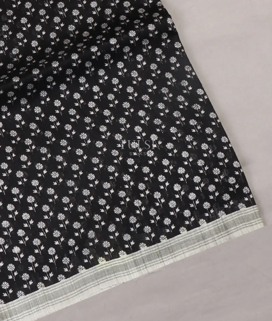 Black Tussar Printed Saree T655012-image