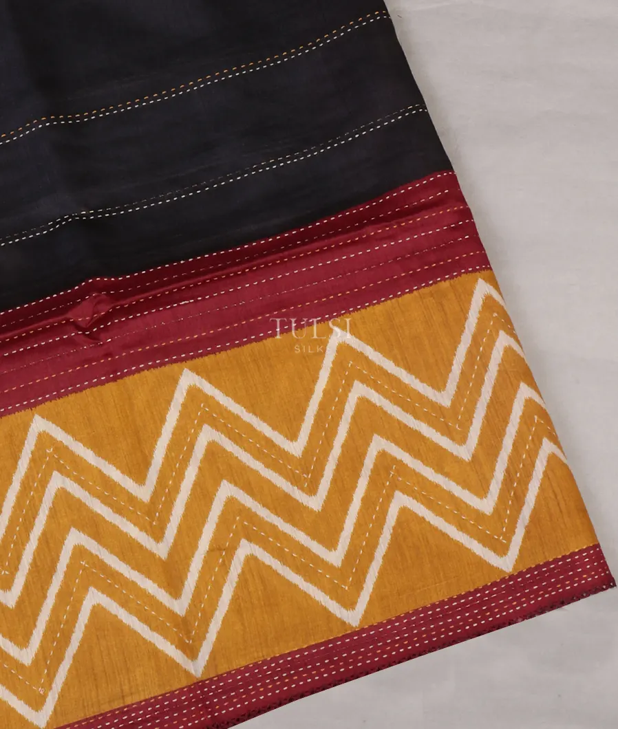 Black Tussar Printed Saree T657076-image