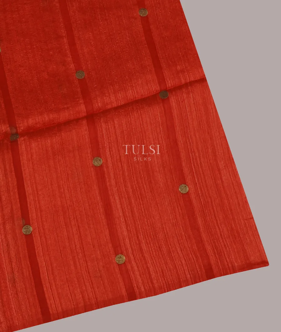 Orangish Red Handwoven Tussar Saree T655778-image