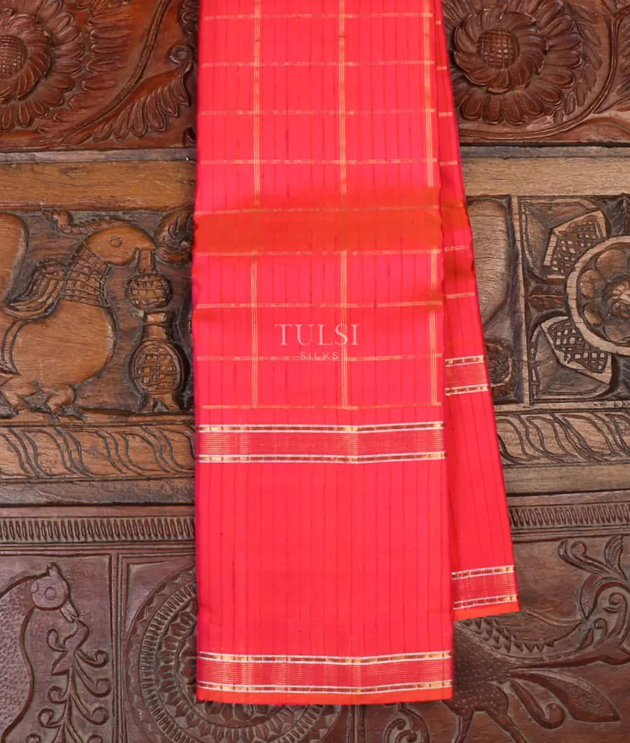 Orangish Pink Kanjivaram Silk Saree T651667-image