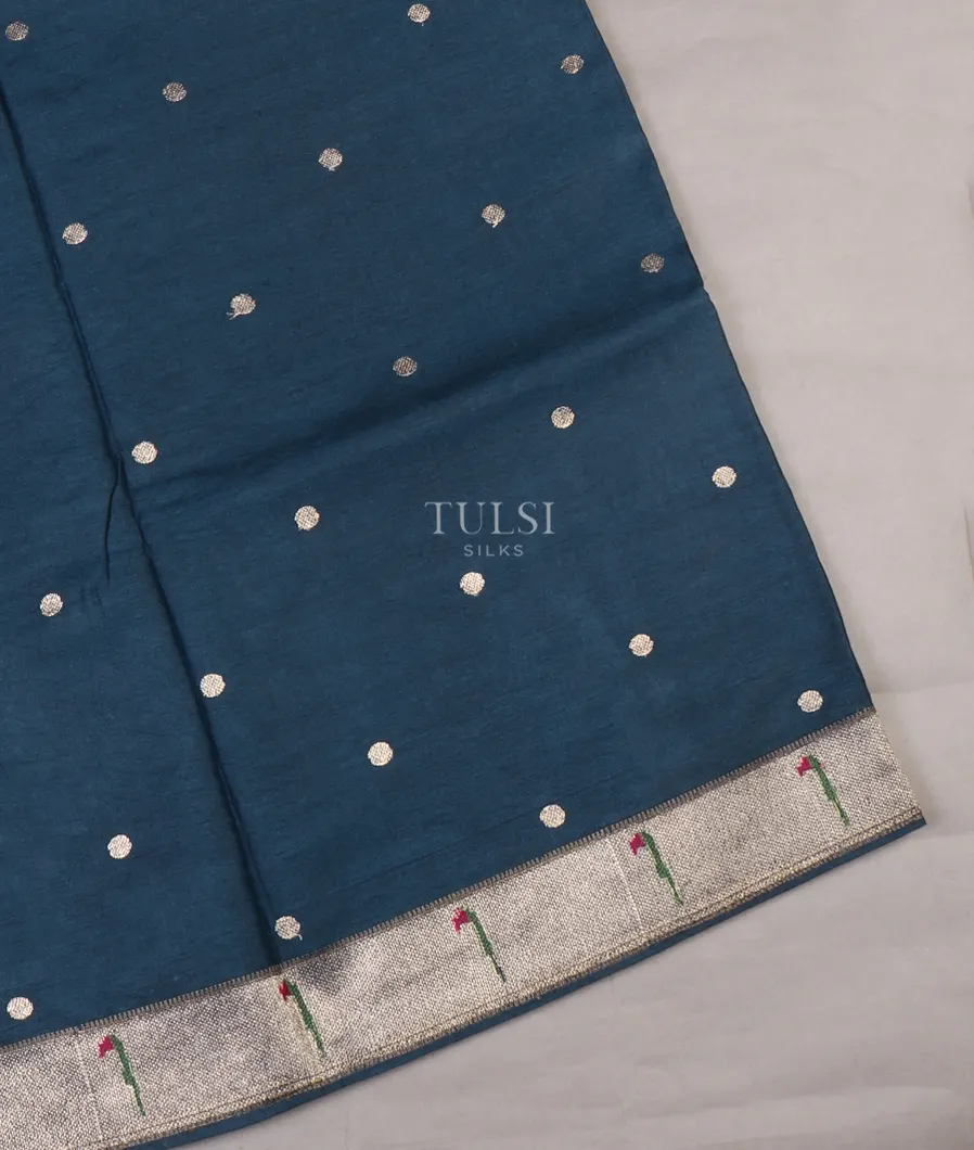 Blue Tussar Embroidery Saree T655336-image