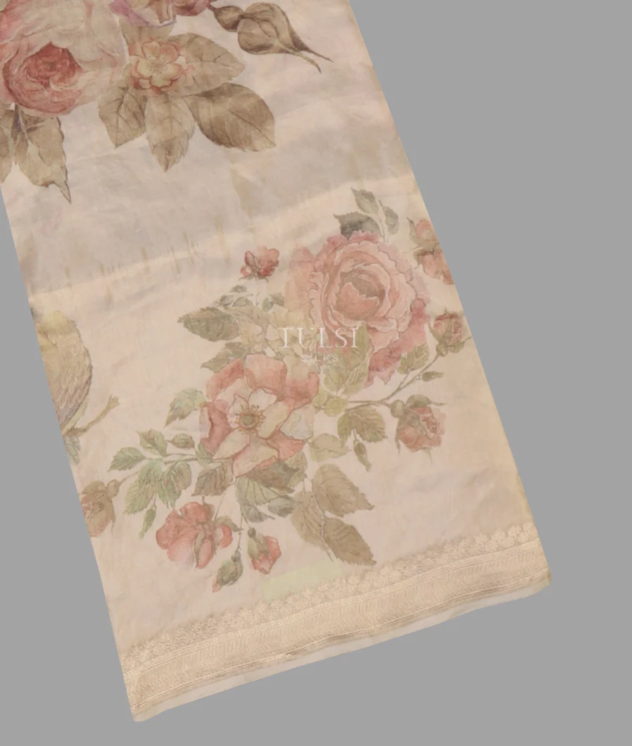 Beige Banaras Kathan Tissue Silk Saree T651050-image