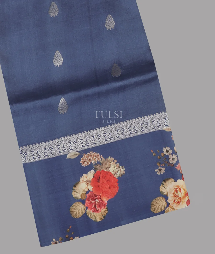 Blue Banaras Kathan Silk Saree T655369-image