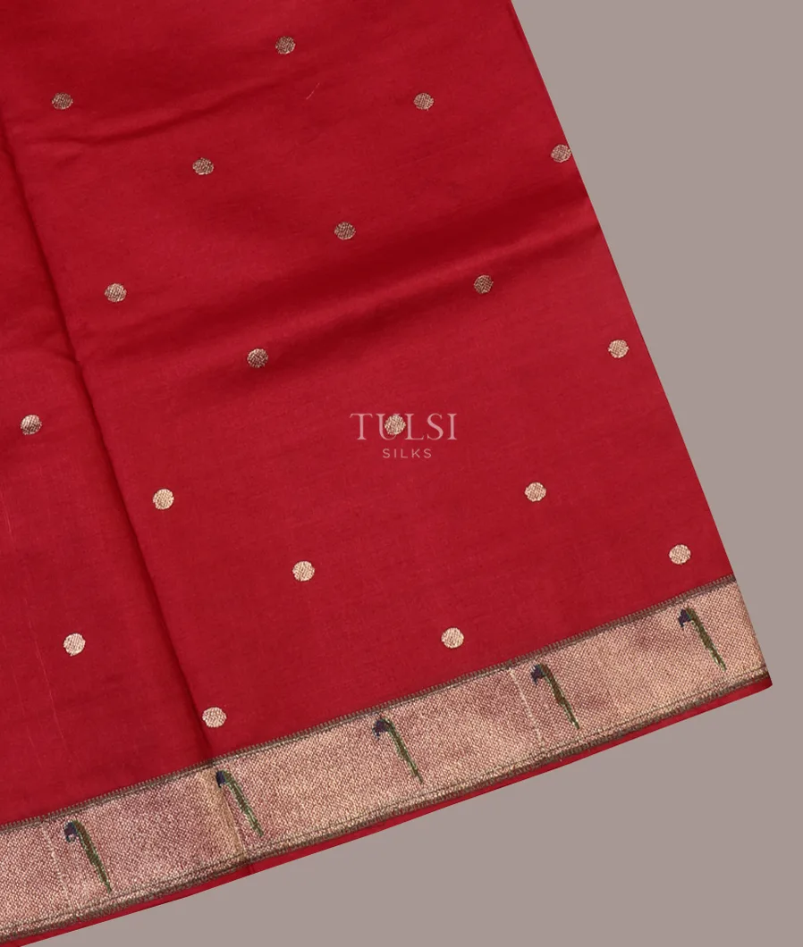 Red Tussar Embroidery Saree T655333-image