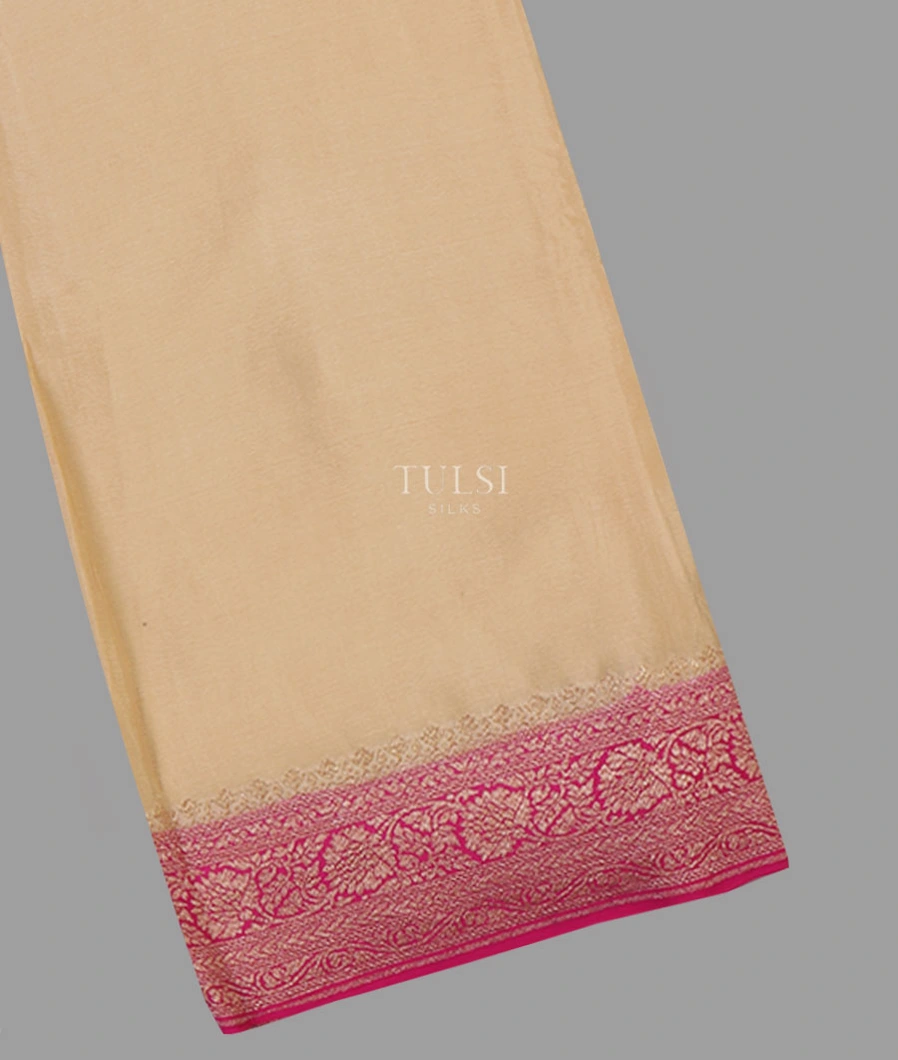 Beige Banaras Crepe Silk Saree T654213-image