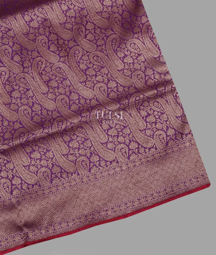 Purple Banaras Silk Saree T656352-image