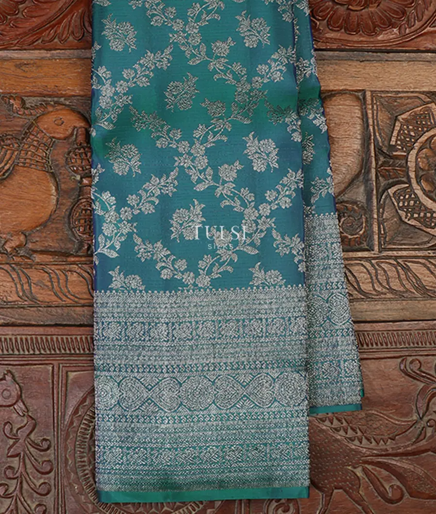 Peacock Blue Kanjivaram Silk Saree T654841-image