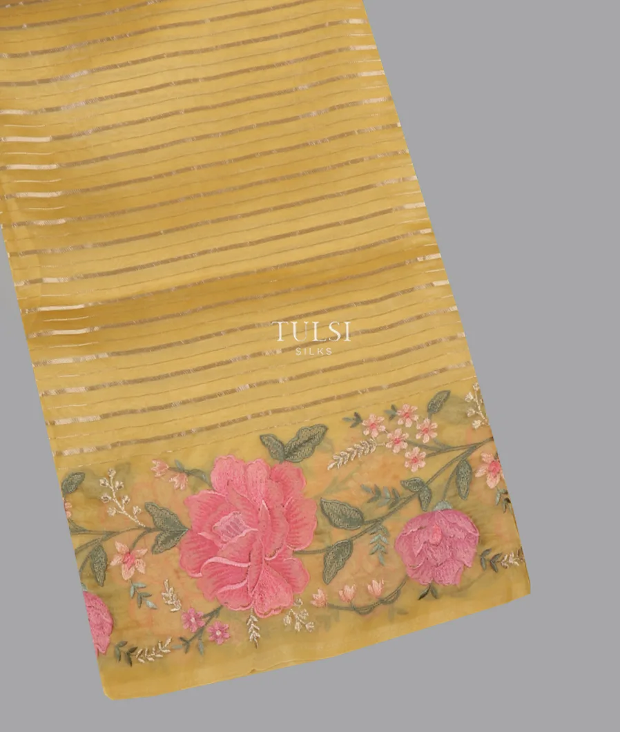 Yellow Kora Organza Embroidery Saree T655131-image