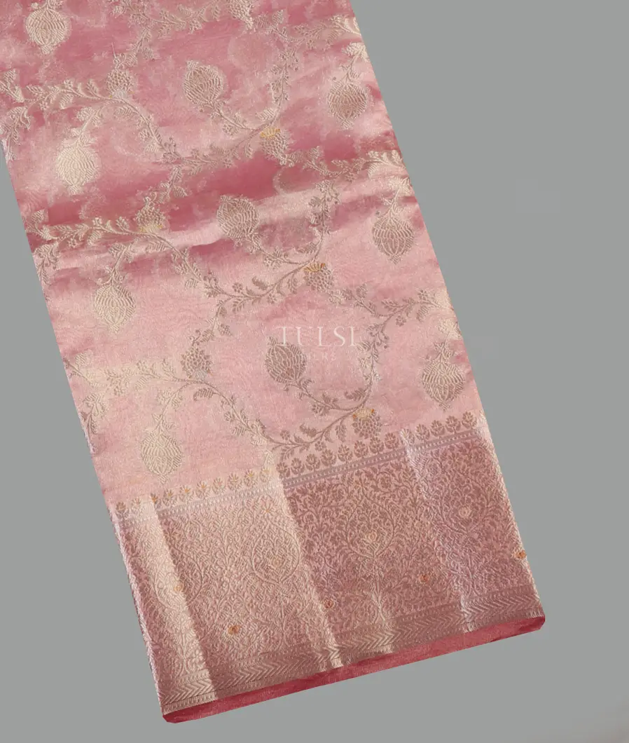 Pink Banaras Tissue Organza Saree T653778-image