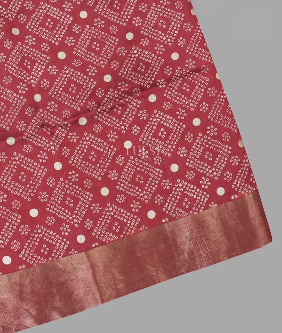 Red Printed Raw Silk Saree T658372-image