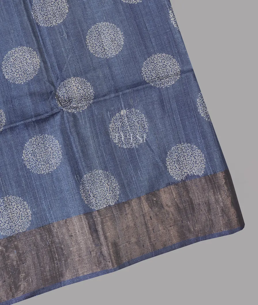 Blue Tussar Printed Saree T658358-image
