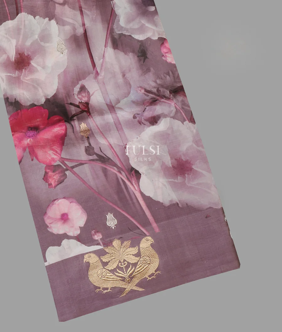 Purplish Grey Banaras Kathan Silk Saree T658093-image