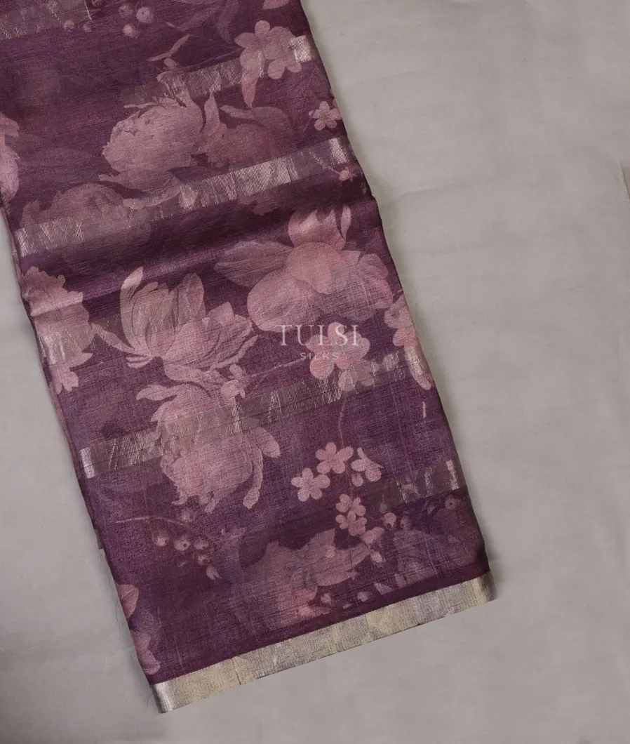 Purple Tussar Printed Saree T654932-image