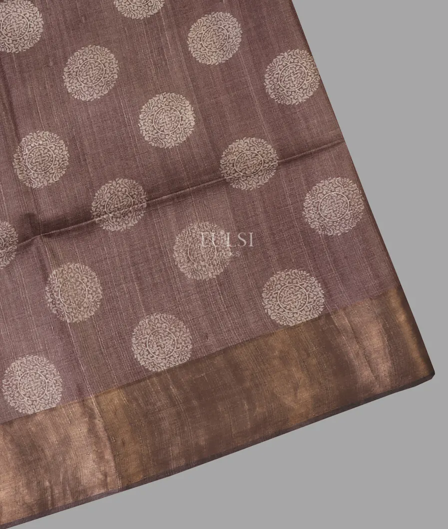 Brown Tussar Printed Saree T658361-image