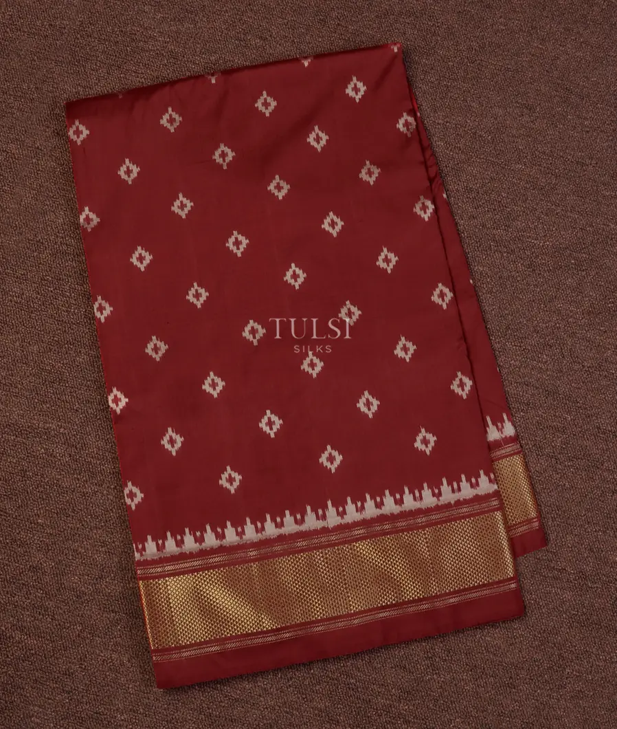 Maroon Ikat Silk Saree T658622-image
