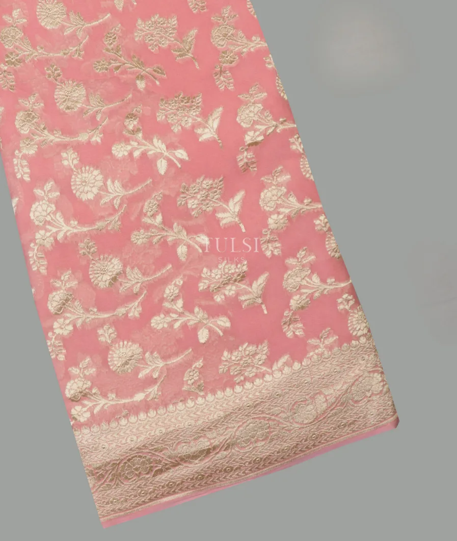 Pink Banaras Georgette Silk Saree T654171-image