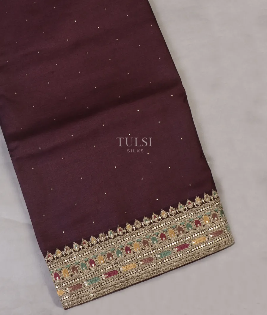 Brown Tussar Embroidery Saree T655345-image
