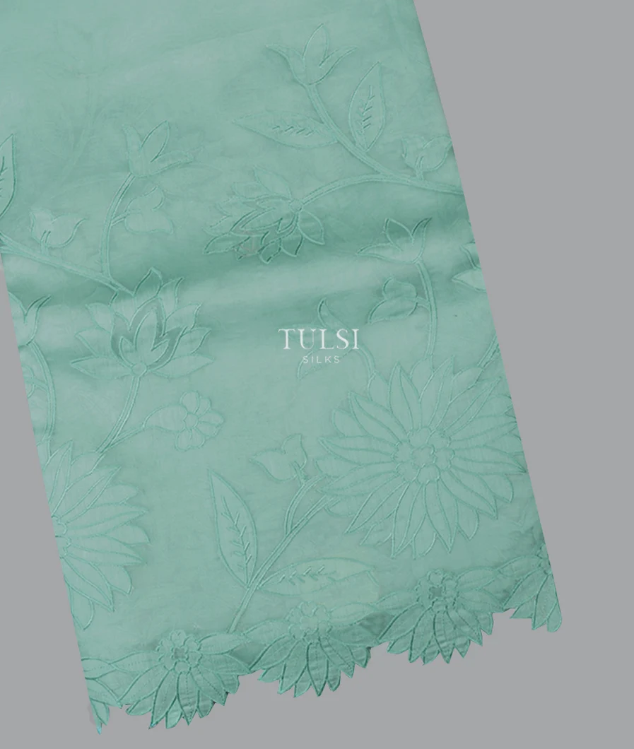 Blue Kora Organza Embroidery Saree T653877-image