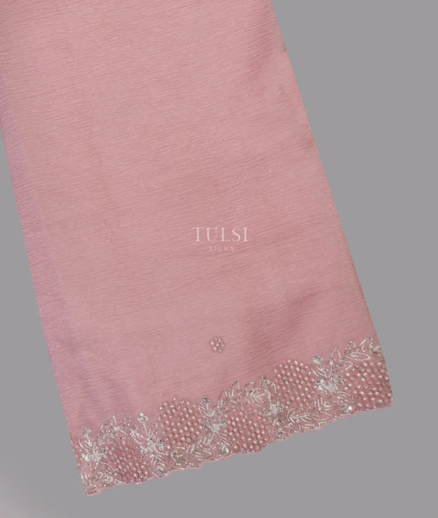 Pink Crushed Kora Organza Embroidery Saree T658059-image