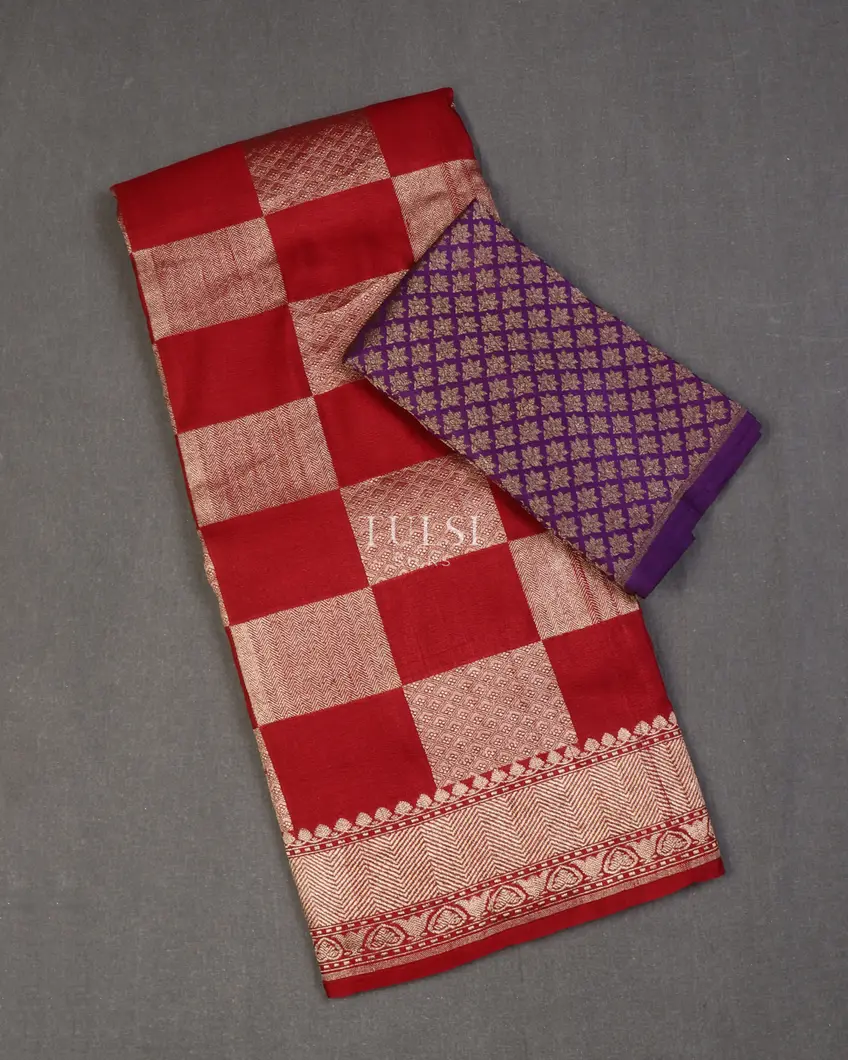 Red Banaras Tussar Georgette Saree T658483-image