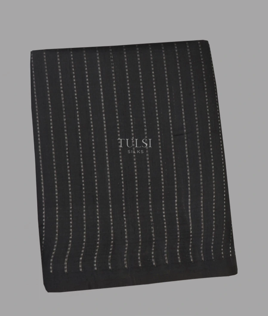 Black Woven Raw Silk Saree T618825-1-image
