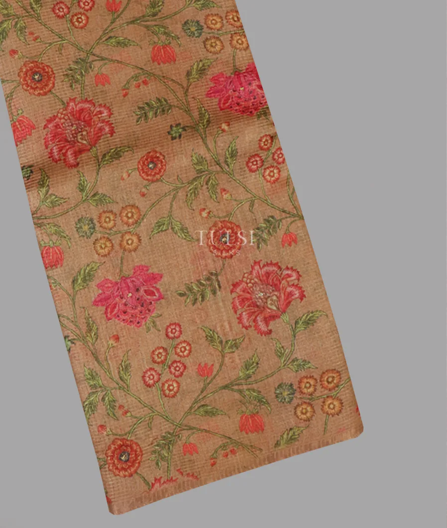 Dark Beige Tussar Kota Saree T657135-image