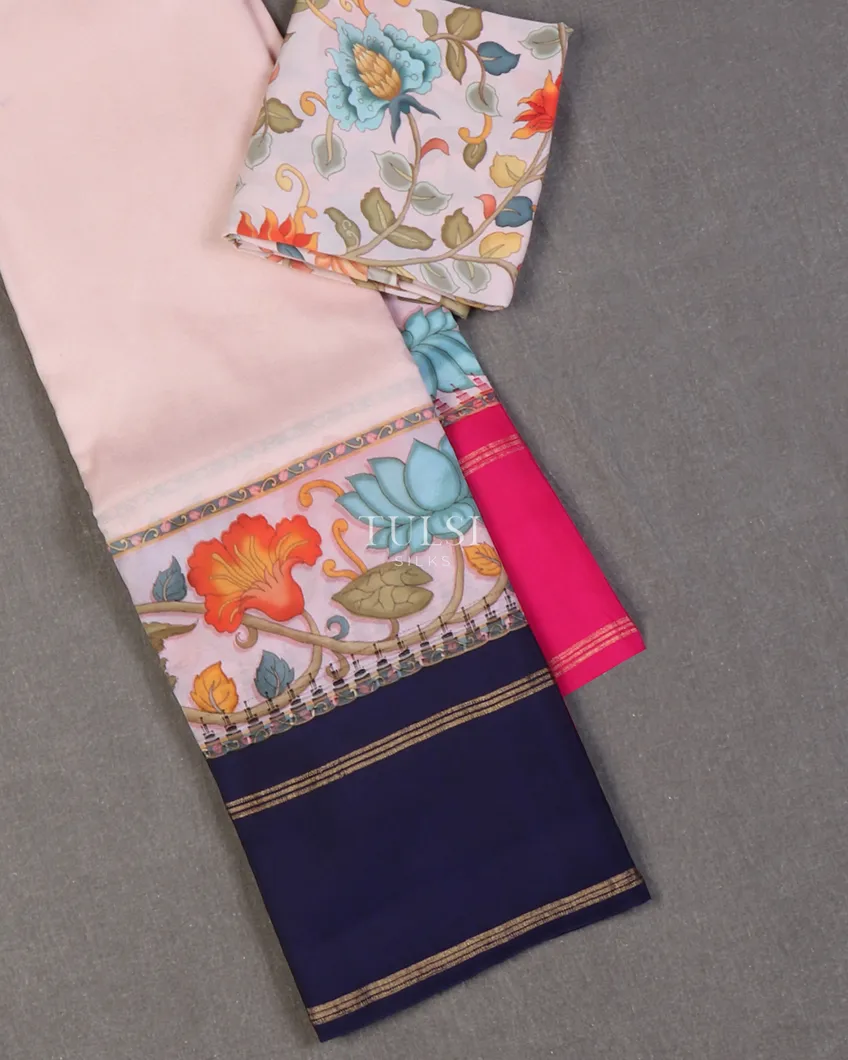 Pale Pink Printed Soft Silk Saree T658858-image
