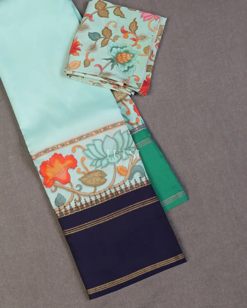Blue Printed Soft Silk Saree T658862-image