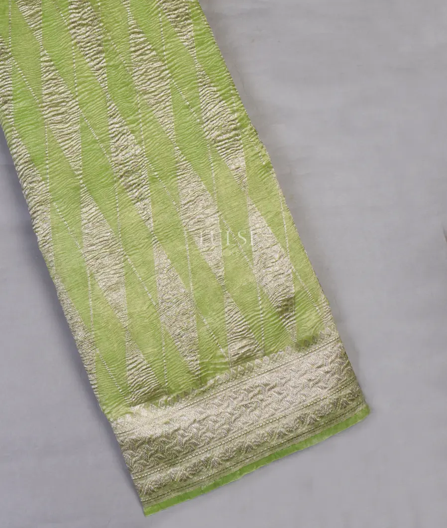 Green Banaras Tissue Crushed Organza Saree T658212-image