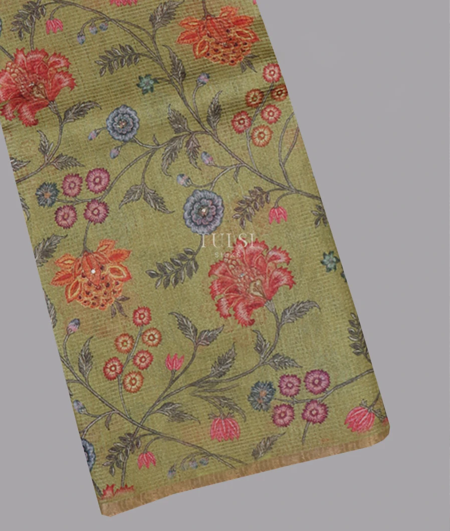 Green Tussar Kota Saree T657132-image