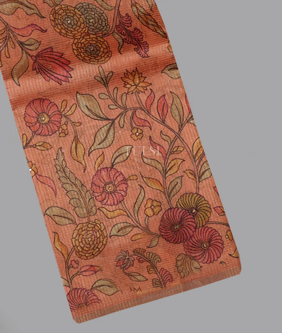 Peach Tussar Kota Saree T657125-image
