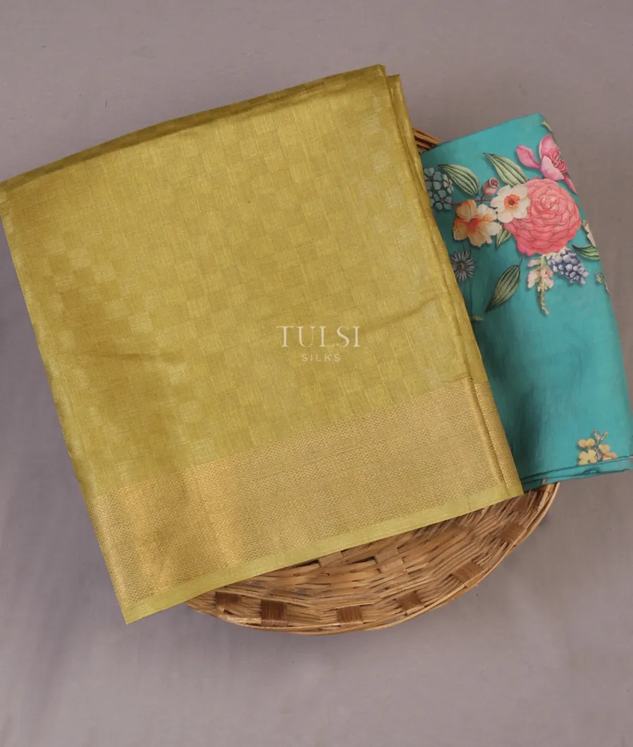 Yellowish Green Woven Tussar Saree T659180-image