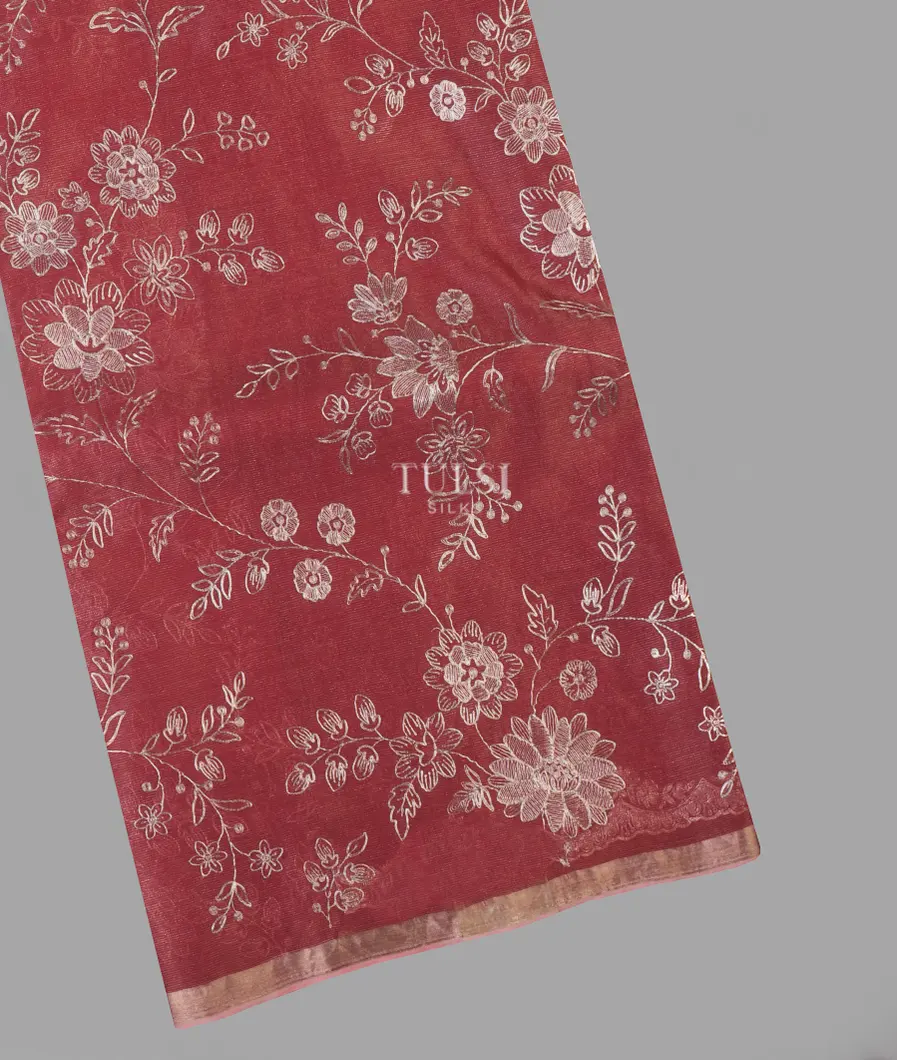 Red Kora Organza Embroidery Saree T655133-image