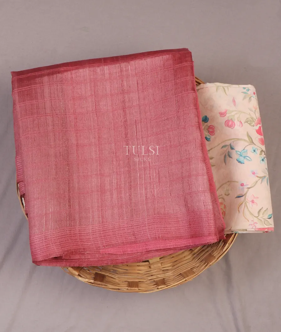Pink Woven Tussar Saree T659194-image