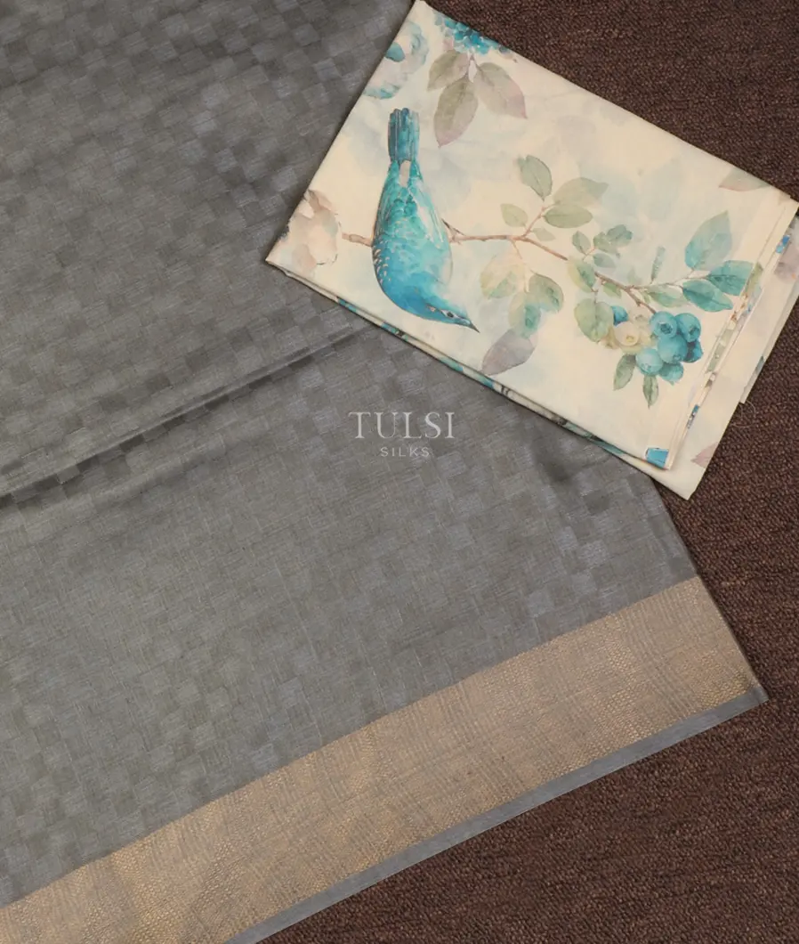 Grey Woven Tussar Saree T659170-image