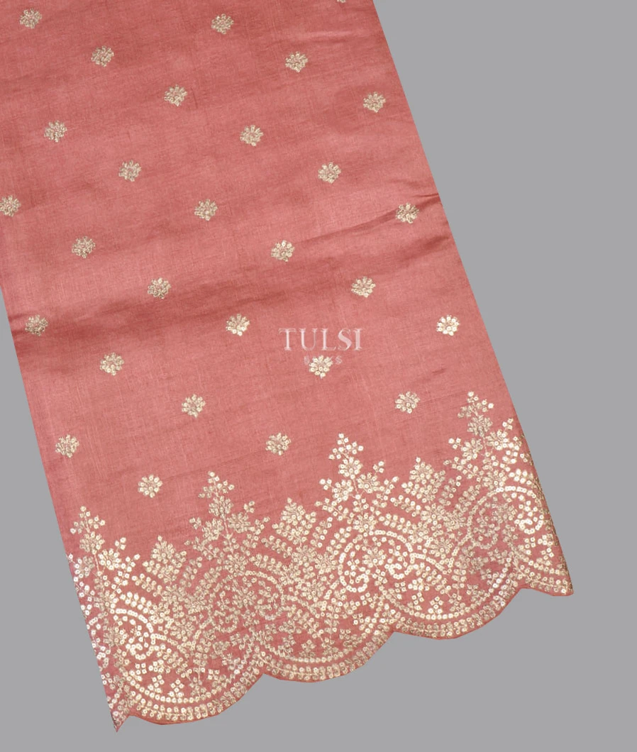 Pink Tussar Embroidery Saree T572059-image