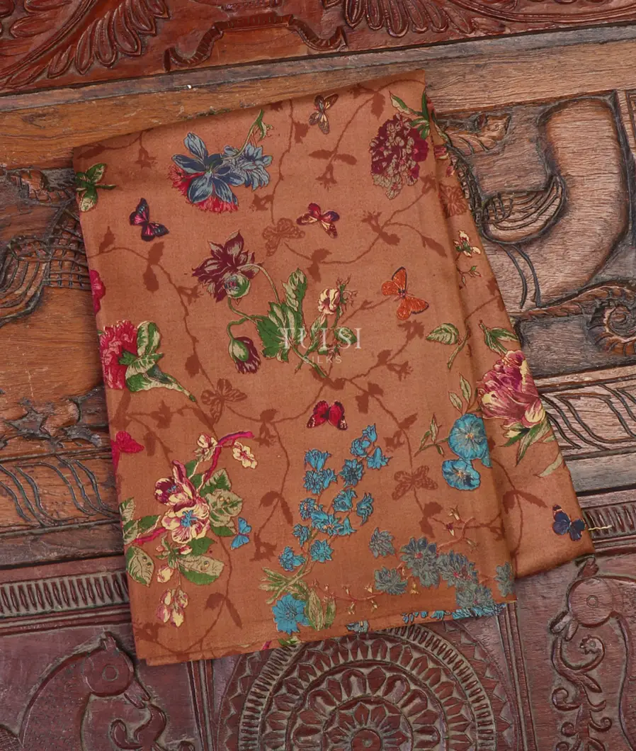 Brown Hand Printed Kanjivaram Silk Blouse T594834-image