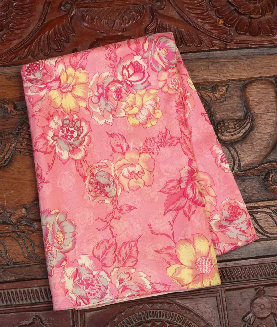 Pink Hand Printed Kanjivaram Silk Blouse T658901-image
